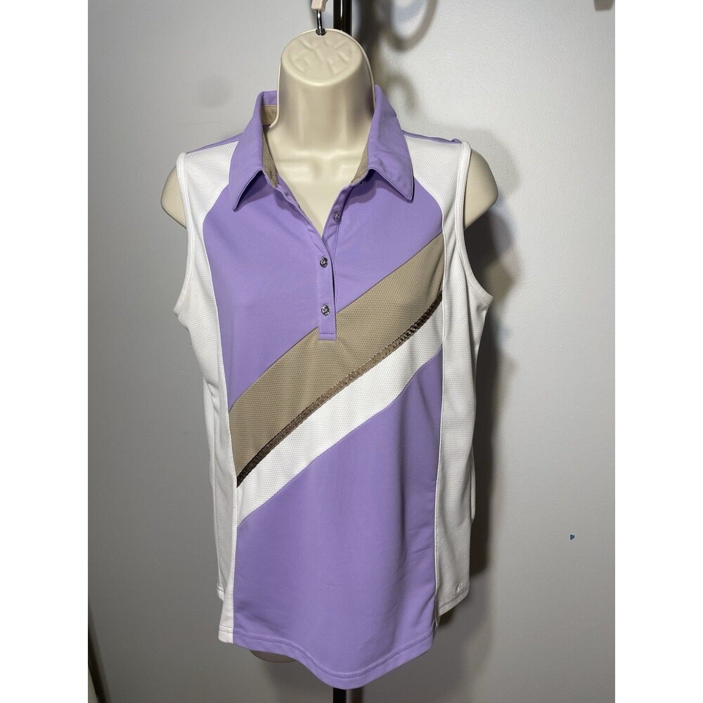 Izod Cool FX Women's Sleeveless  Purple Brown Golf Shirt Medium